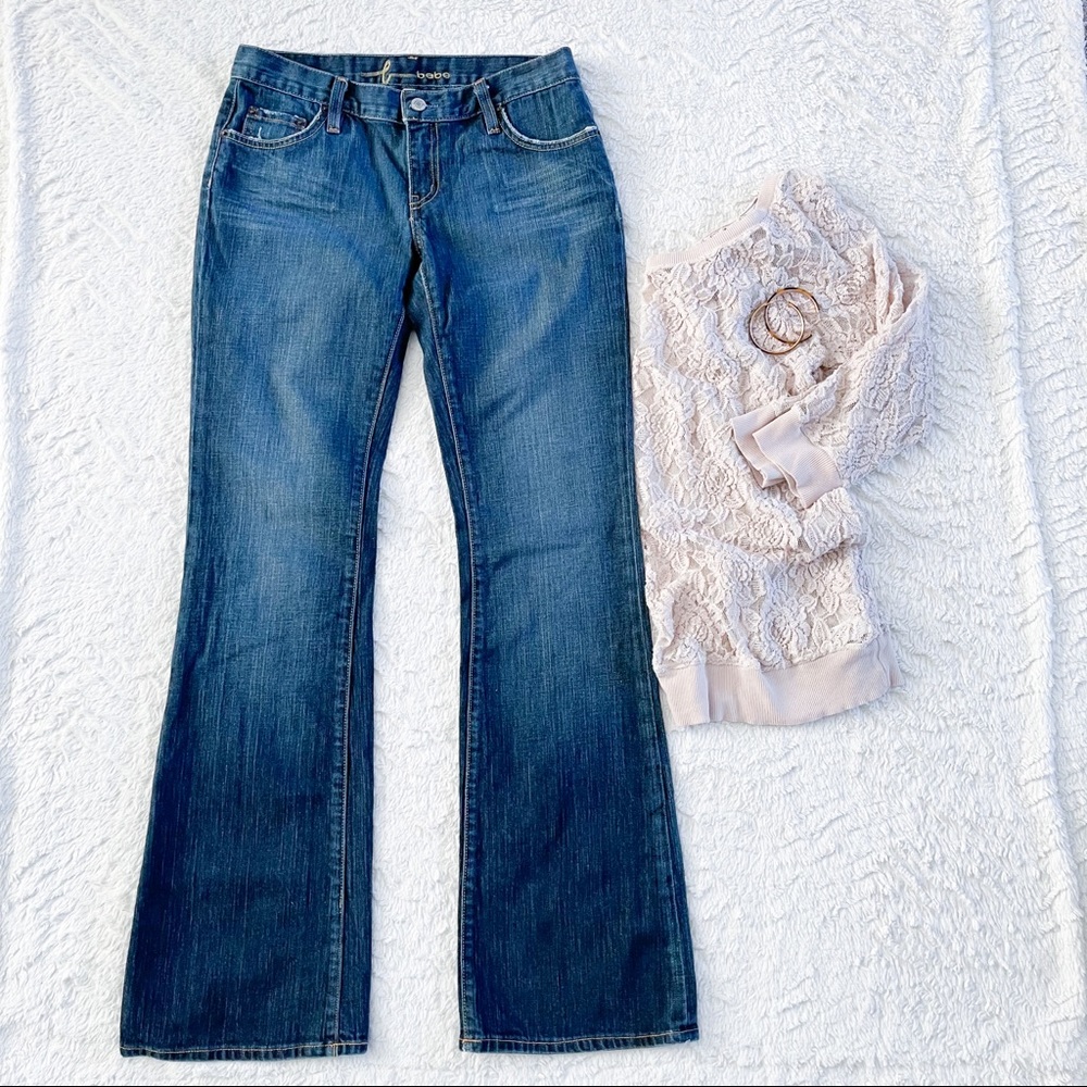 bebe Boot Cut Mid Rise Jeans Rhinestone Pockets 29 - Picture 12 of 16
